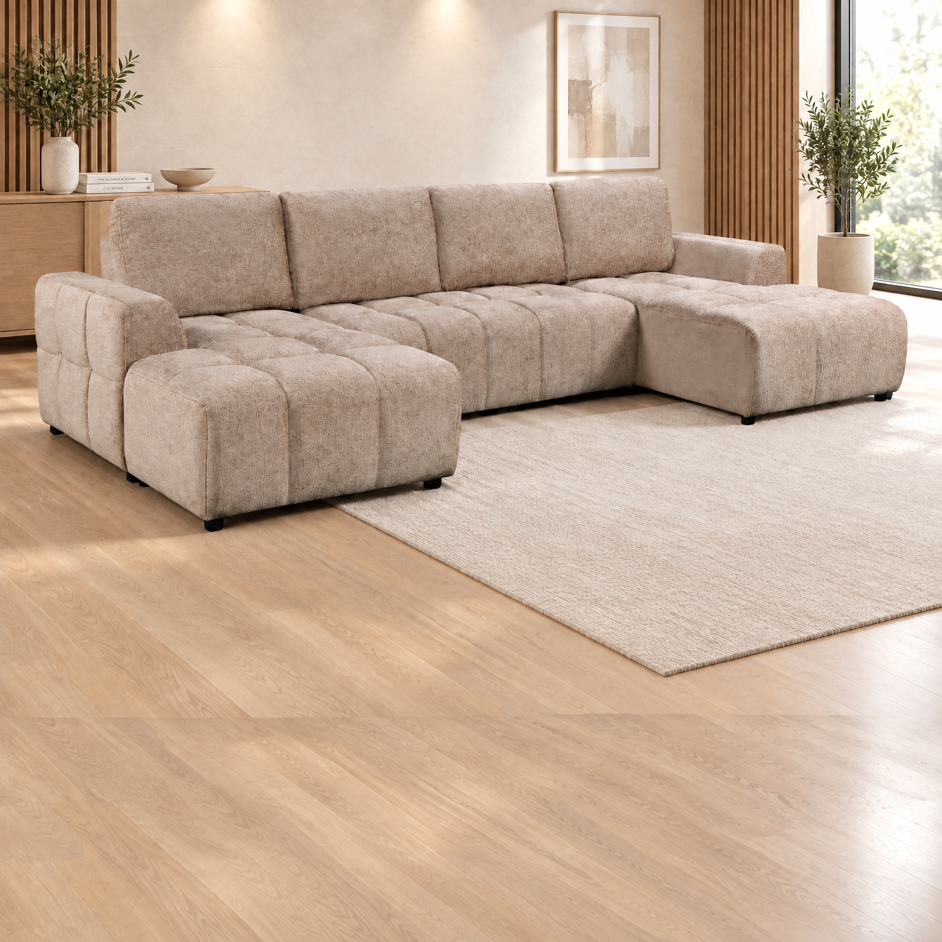 Shanghai Luxury Beige U Shape Corner Sofabed sofa