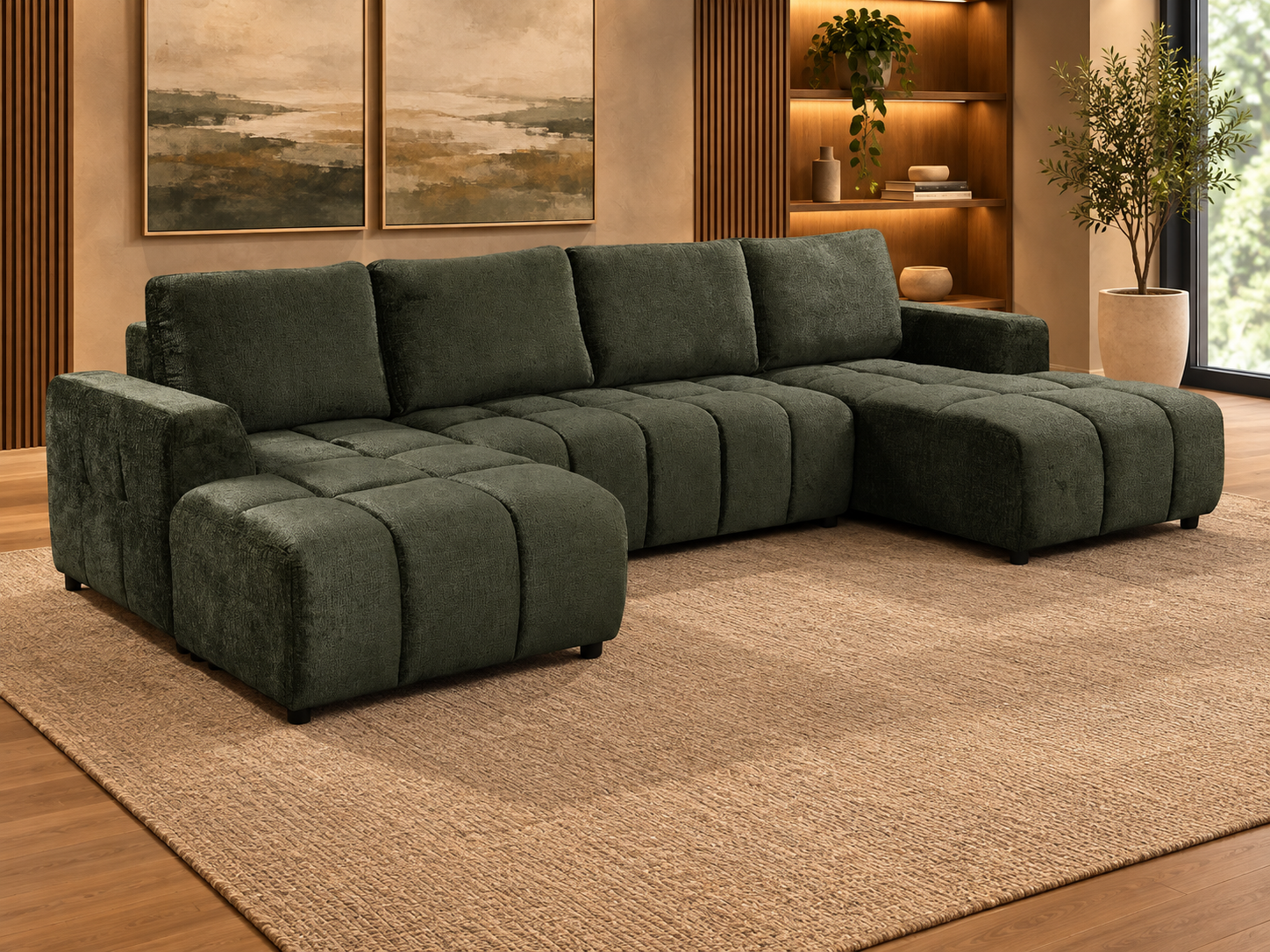 Shanghai Luxury Green U Shape Corner Sofabed — Additional view