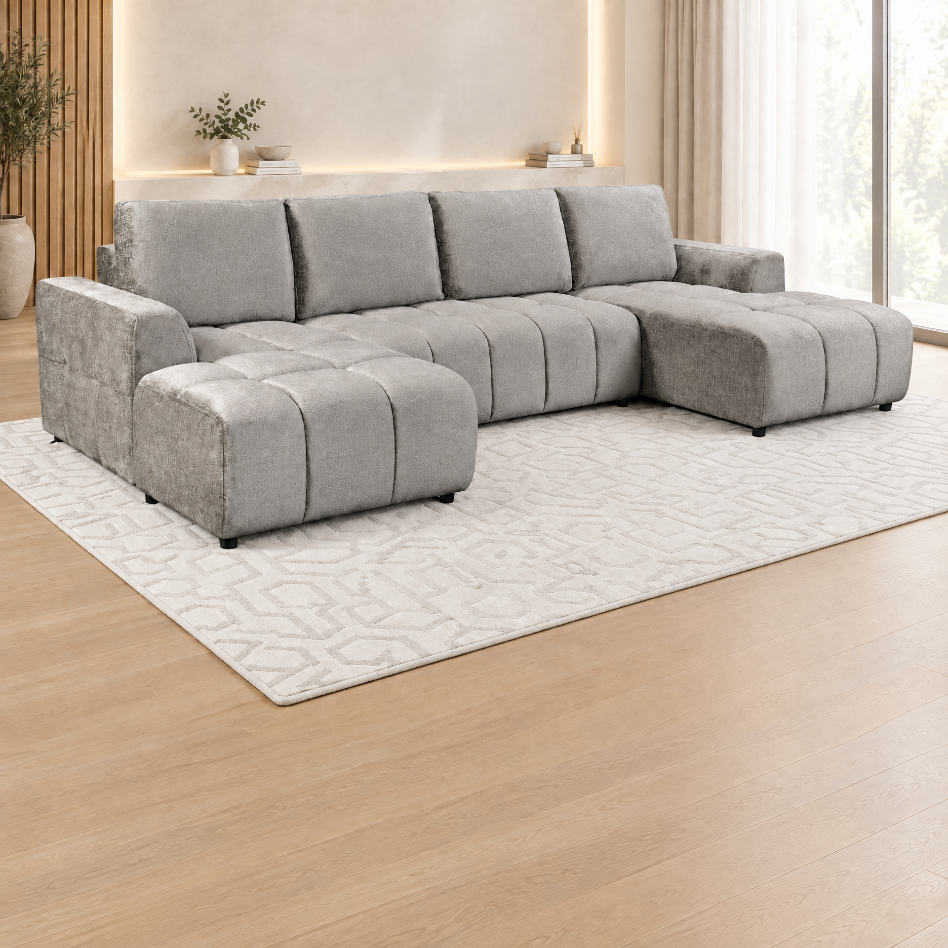 Shanghai Luxury Grey U Shape Corner Sofabed sofa