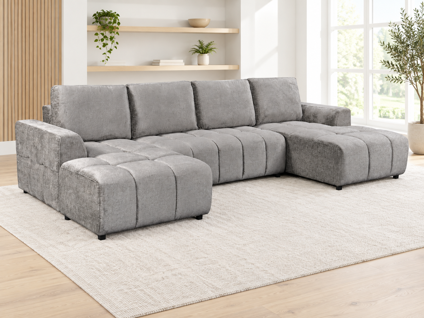 Shanghai Luxury Grey U Shape Corner Sofabed — Additional view