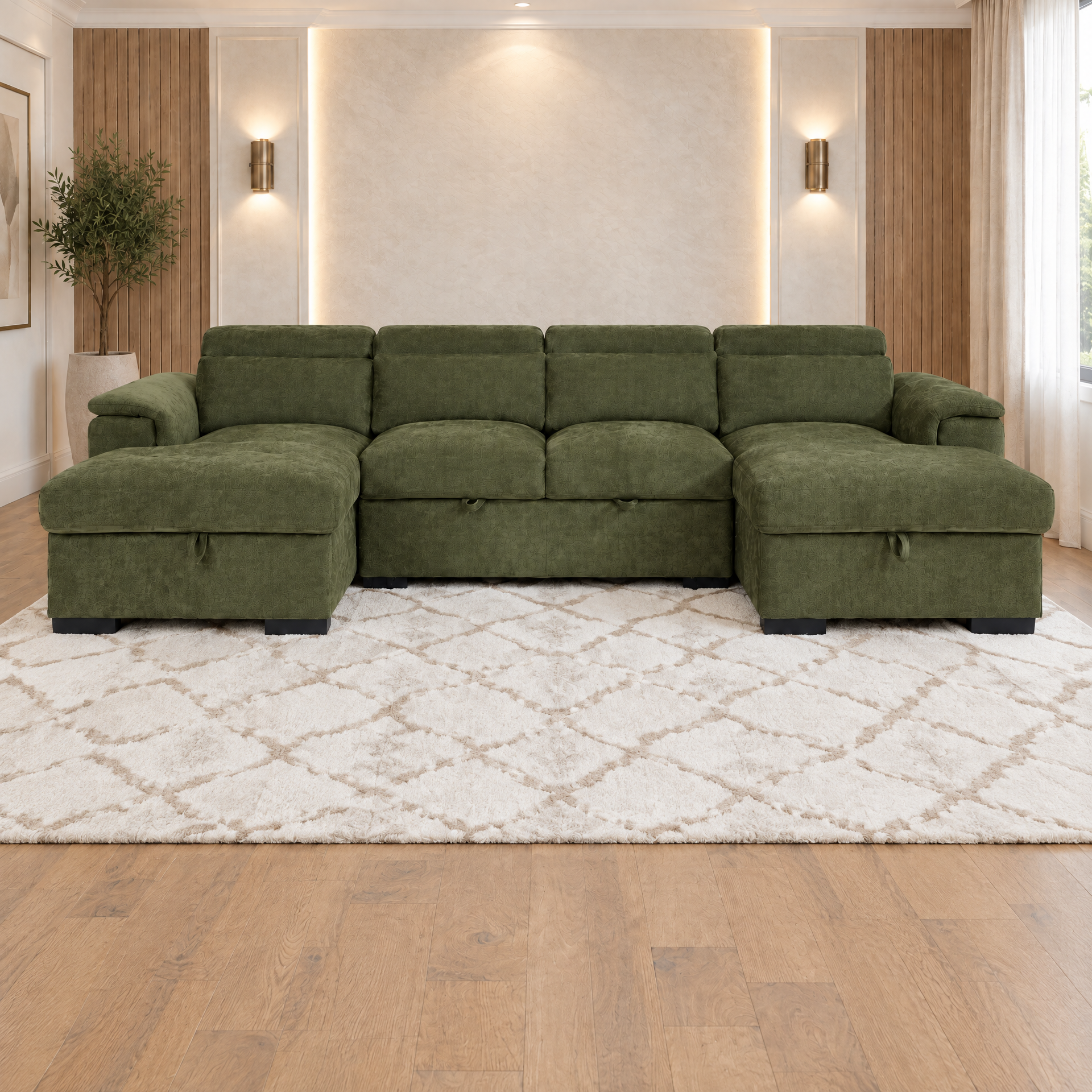 Alaya U-shape corner sofa in Green
