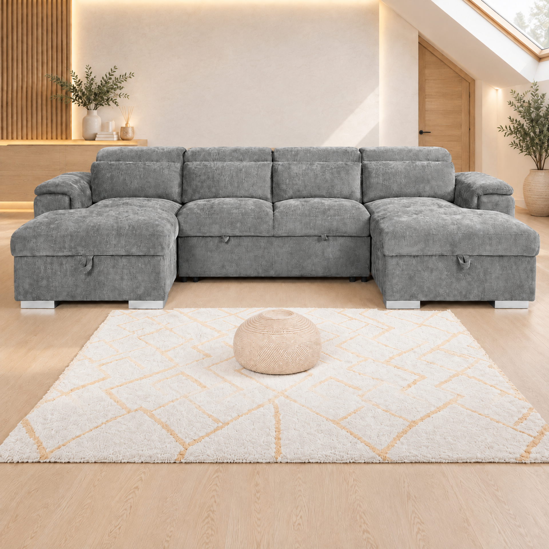 Alaya U-shape corner sofa in Grey