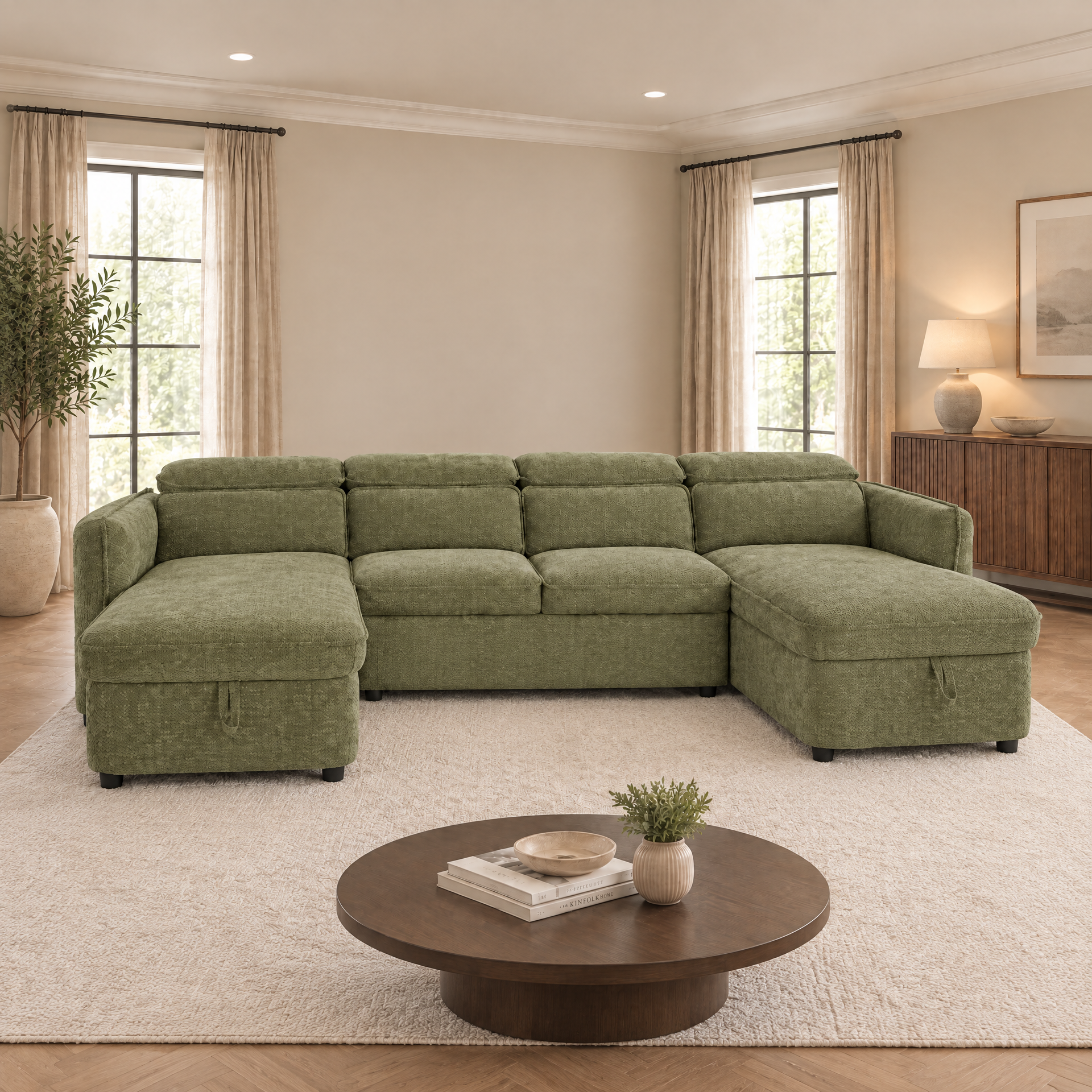 Capri U-shape corner sofa in Green