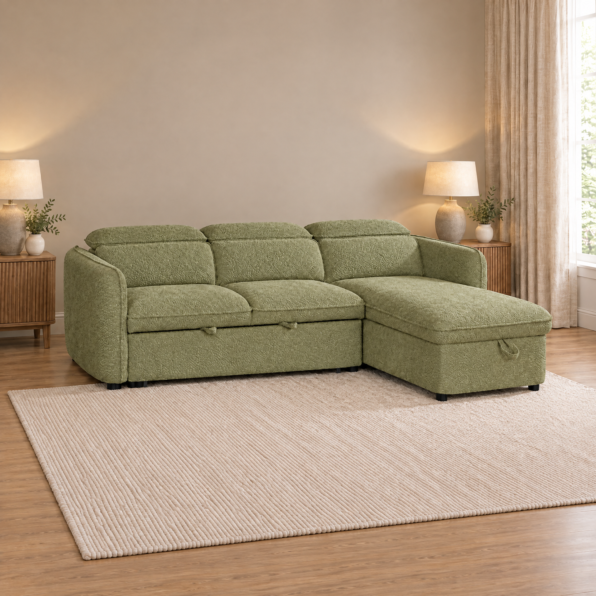 Capri L-shape corner · Green sofa in Green