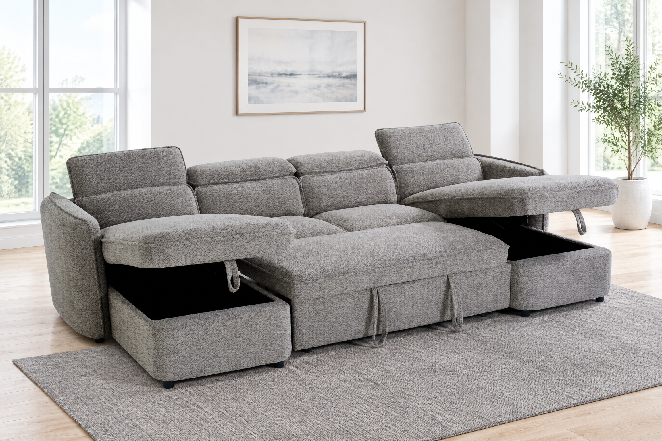Capri L-shape corner · Beige — Storage view