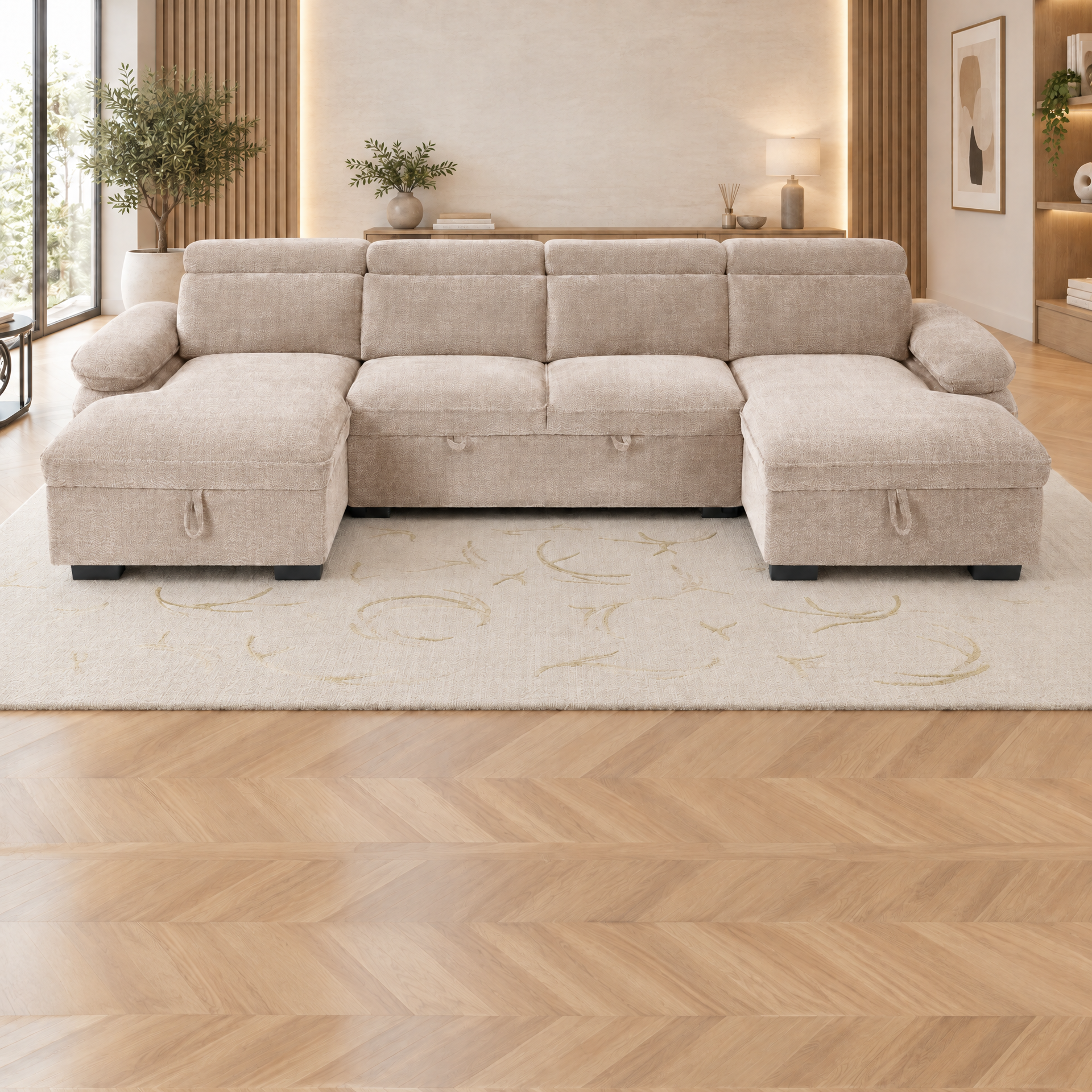 Hudson U-shape corner sofa in Beige