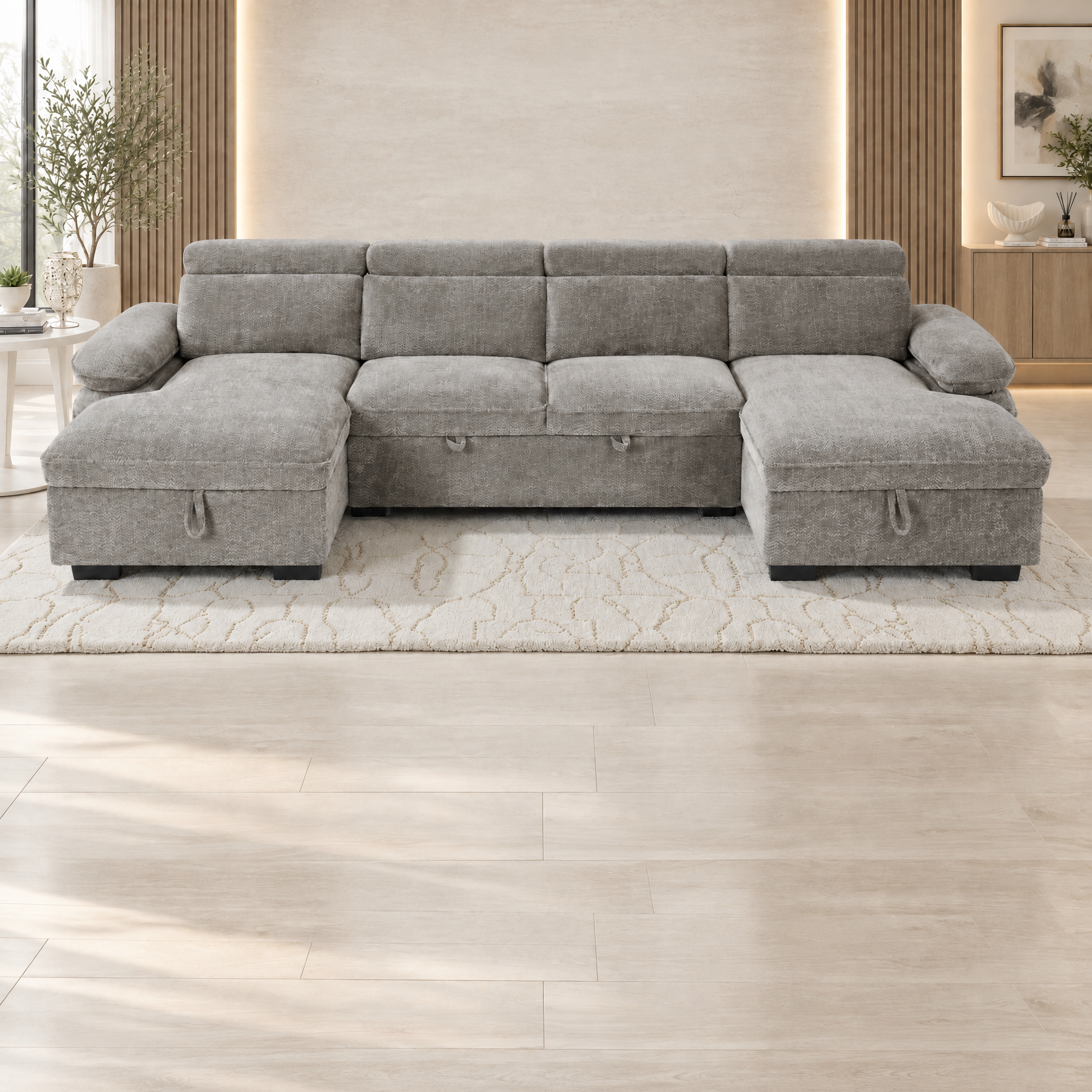 Hudson U-shape corner sofa in Grey