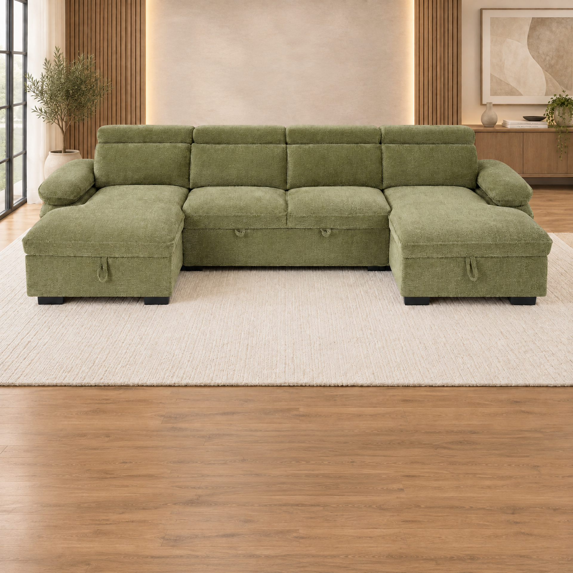 Hudson U-shape corner sofa in Green