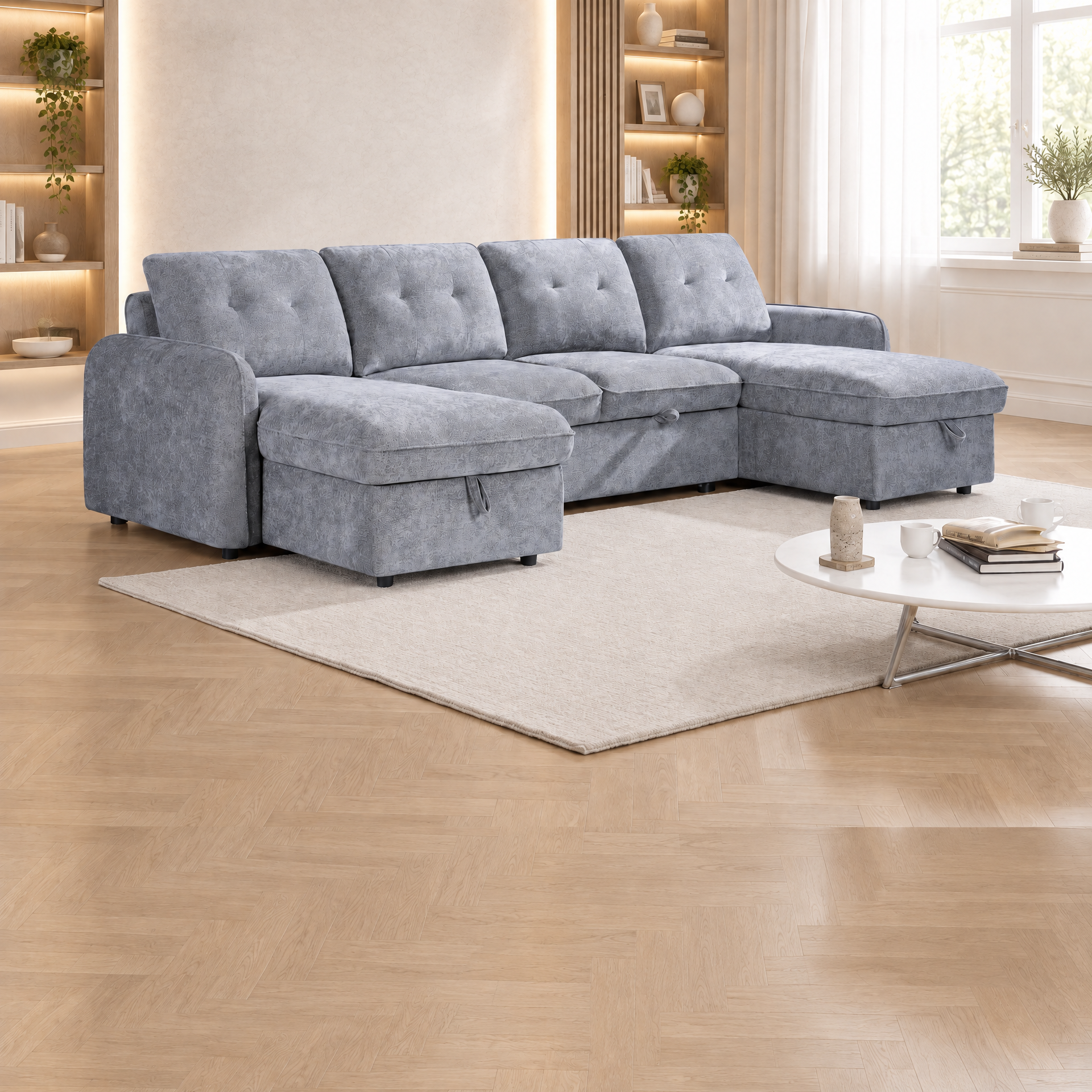 Moscow U-shape corner sofa in Grey