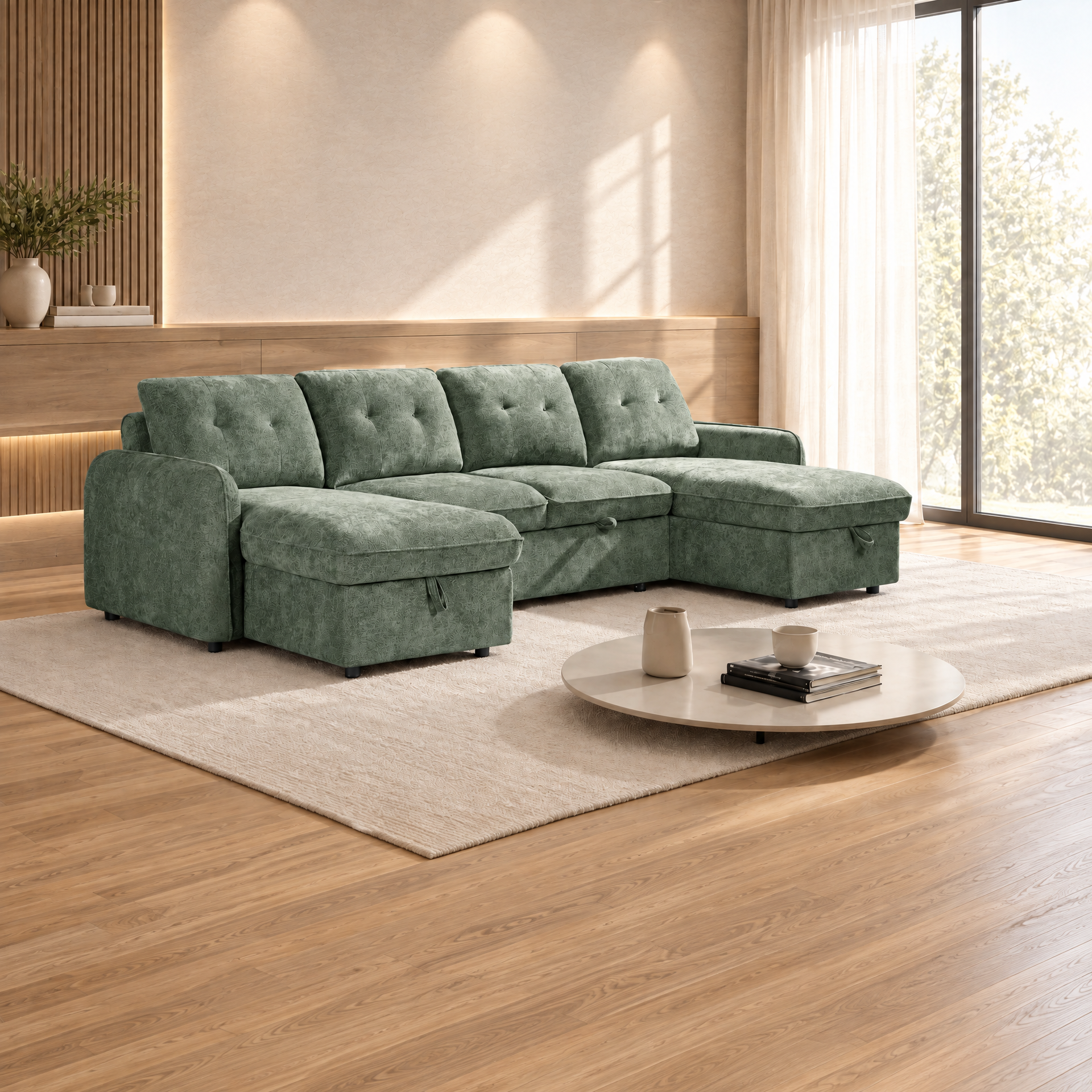 Moscow U-shape corner sofa in Green